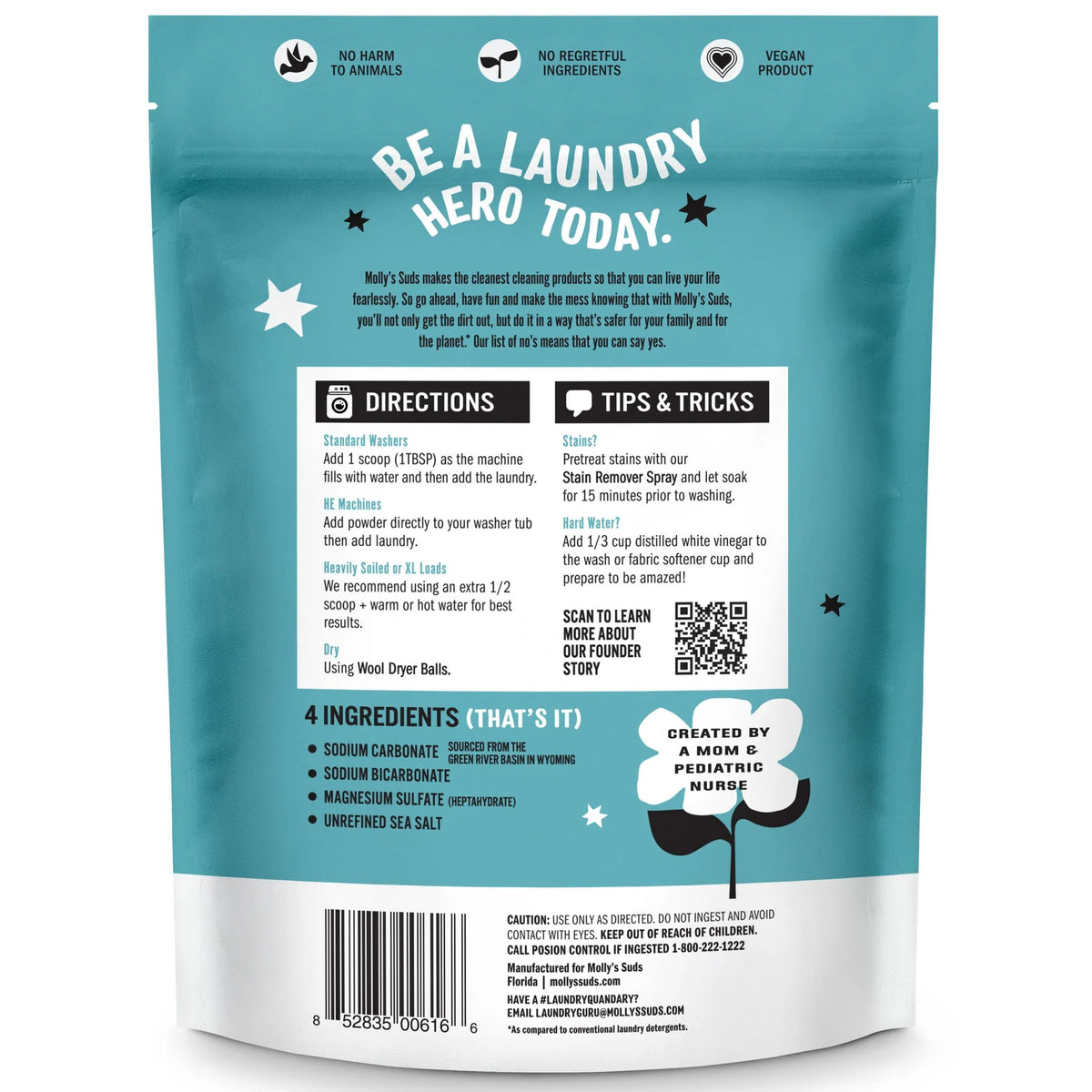 Laundry Detergent Powder for Sensitive Skin, Concentrated Molly's Suds Formula in Unscented, Citrus, Peppermint, or Lavend