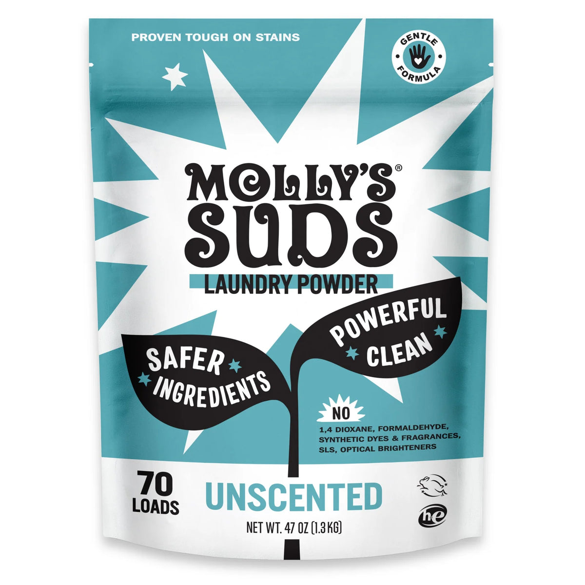 Laundry Detergent Powder for Sensitive Skin, Concentrated Molly's Suds Formula in Unscented, Citrus, Peppermint — Unscented
