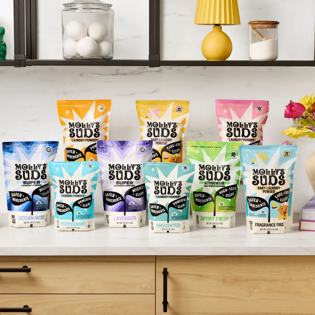 Laundry Detergent Powder for Sensitive Skin, Concentrated Molly's Suds Formula in Unscented, Citrus, Peppermint, or Lavend