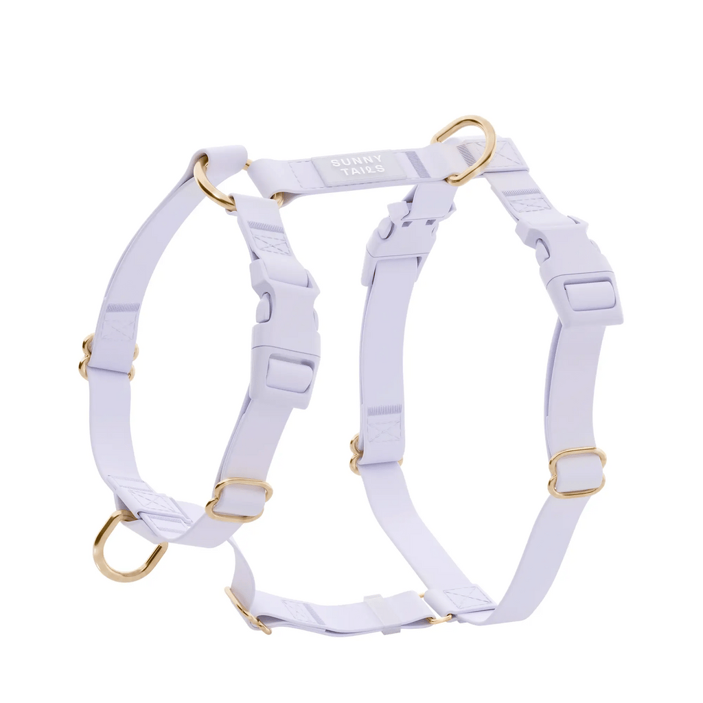 Lavender Dog Harness with Five Adjustment Points and Front and Back Leash Attachments for Walking