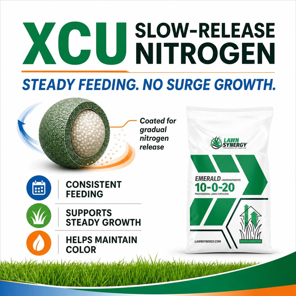 Lawn Fertilizer 10-0-20 with Controlled-Release Nitrogen, Added Iron and Extra Potassium for Established Turf