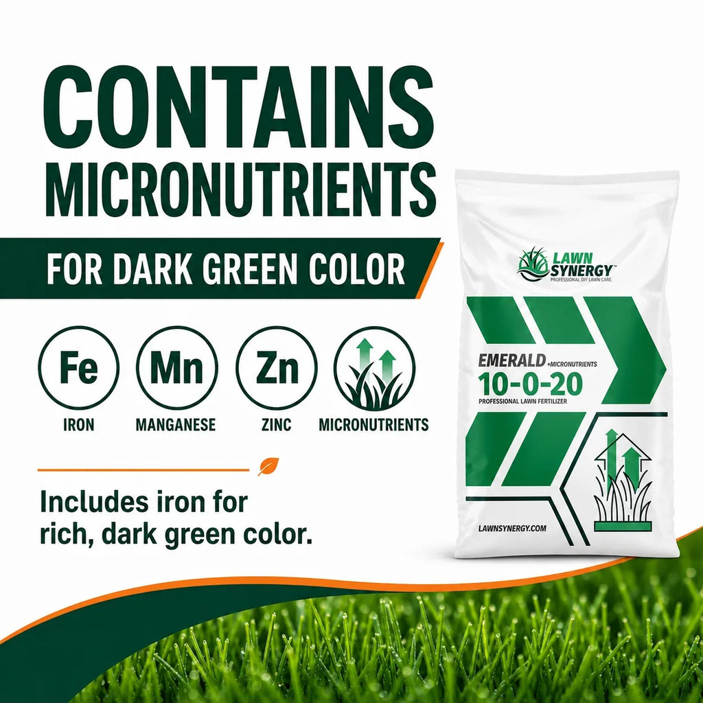 Lawn Fertilizer 10-0-20 with Controlled-Release Nitrogen, Added Iron and Extra Potassium for Established Turf