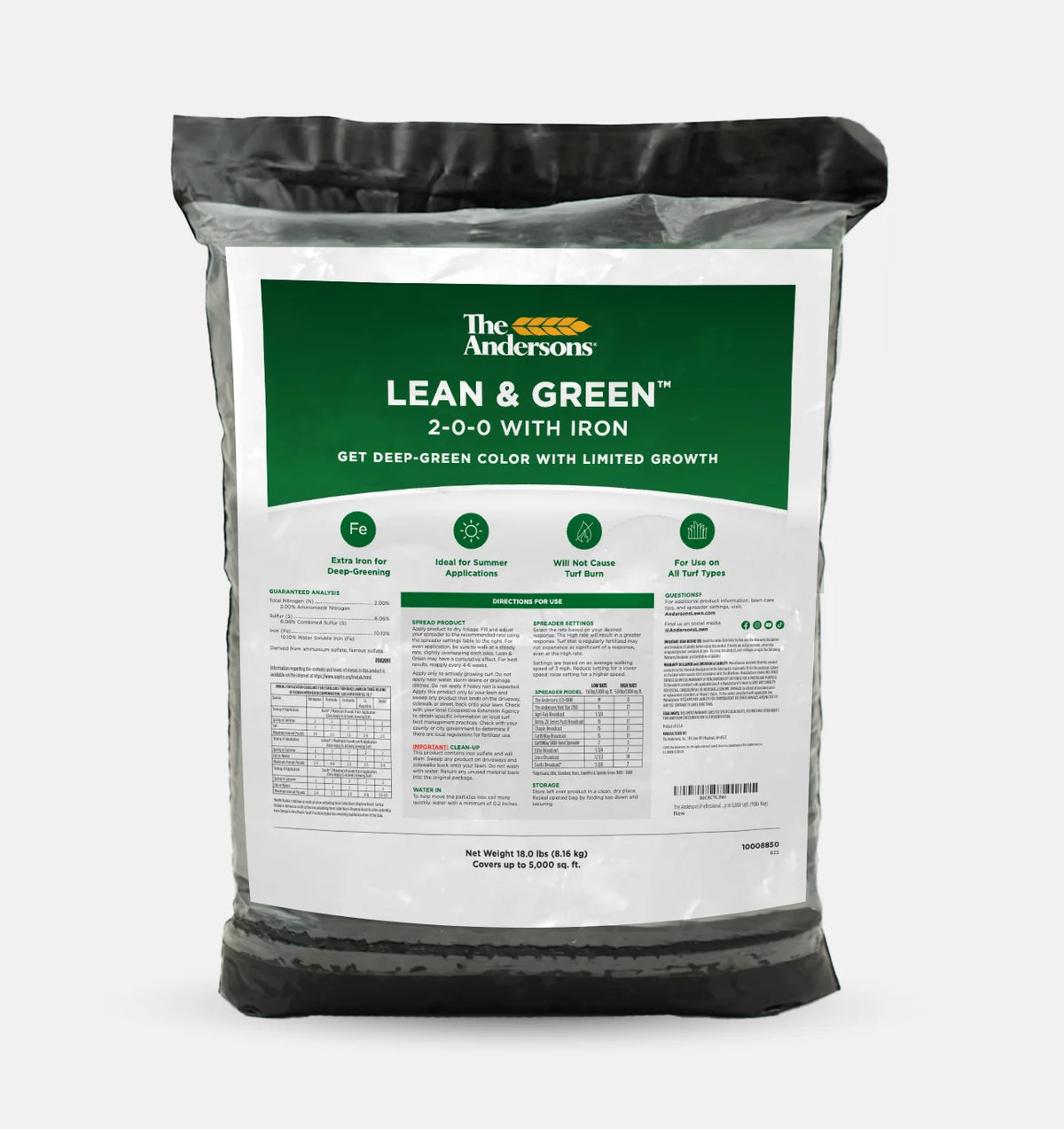 Lawn Fertilizer Supplement with 10% Iron for Deeper Summer Color Without Encouraging Excessive Top Growth