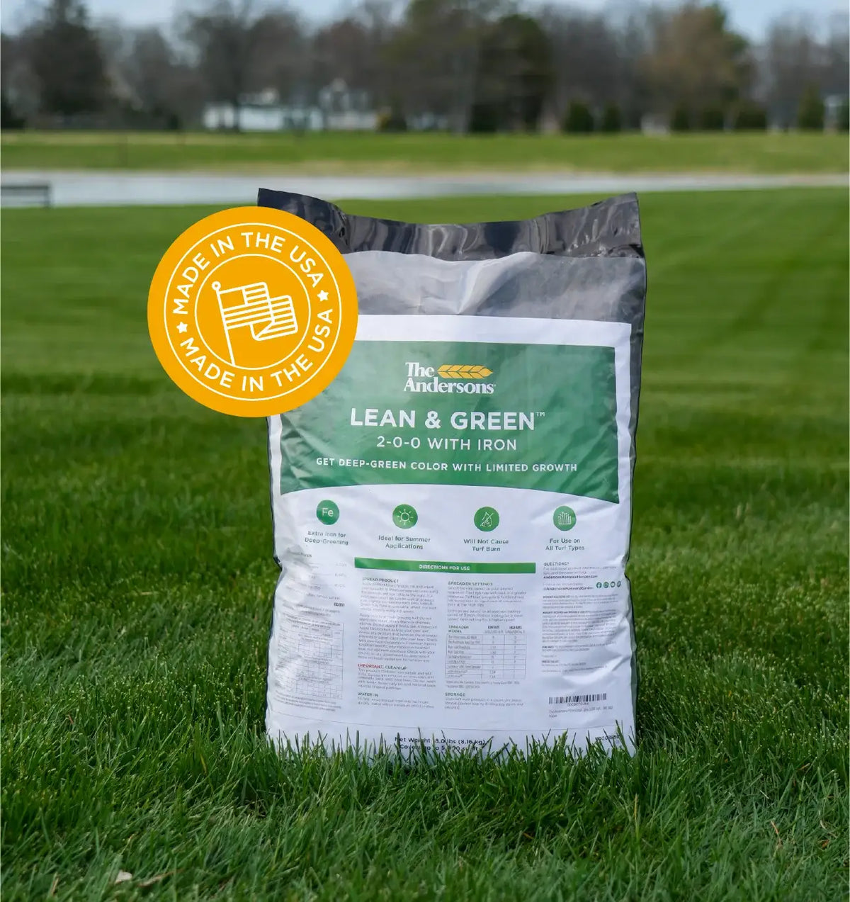 Lawn Fertilizer Supplement with 10% Iron for Deeper Summer Color Without Encouraging Excessive Top Growth
