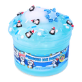 Layered Slime Float with Clear and Icee Textures That Mix into Soft Jelly Slime and Penguin Sprinkles