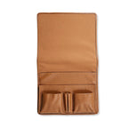 Leather Bedside Organizer with Microsuede Lining for Reading Essentials Beside Your Bed or Sofa