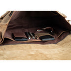 Leather Briefcase with Padded Laptop Compartment, Adjustable Strap and Buckle Pockets in 16 or 18 Inch Sizes