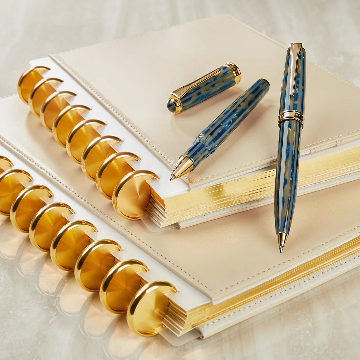 Leather Discbound Notebook with Foldover Cover, Pen Loop and Junior, Midway or Letter Size