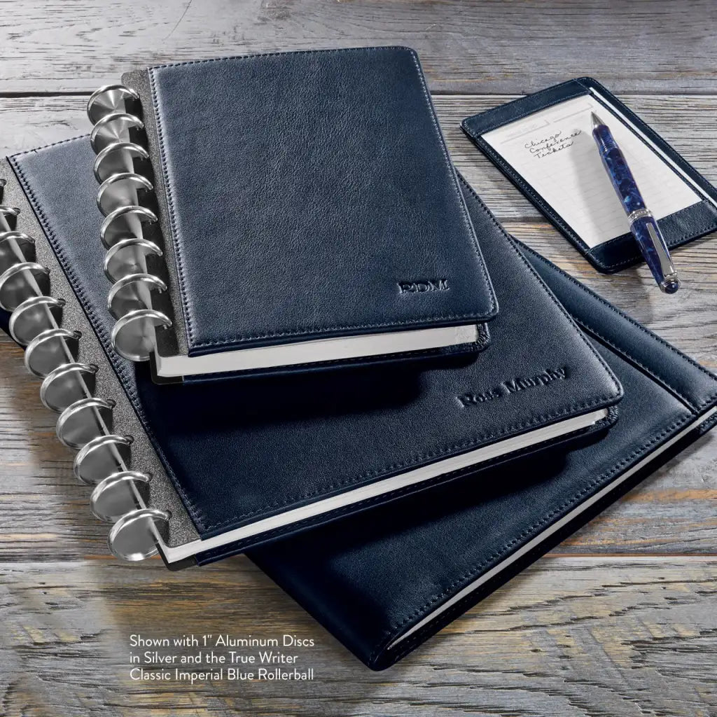 Leather Discbound Notebook with Foldover Cover, Pen Loop and Junior, Midway or Letter Size