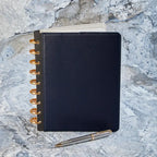 Leather Discbound Notebook with Foldover Cover, Pen Loop and Junior, Midway or Letter Size