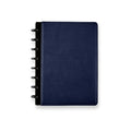 Leather Discbound Notebook with Foldover Cover, Pen Loop and Junior, Midway or Letter Size — Midnight Blue / Junior