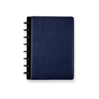 Leather Discbound Notebook with Foldover Cover, Pen Loop and Junior, Midway or Letter Size — Midnight Blue / Junior