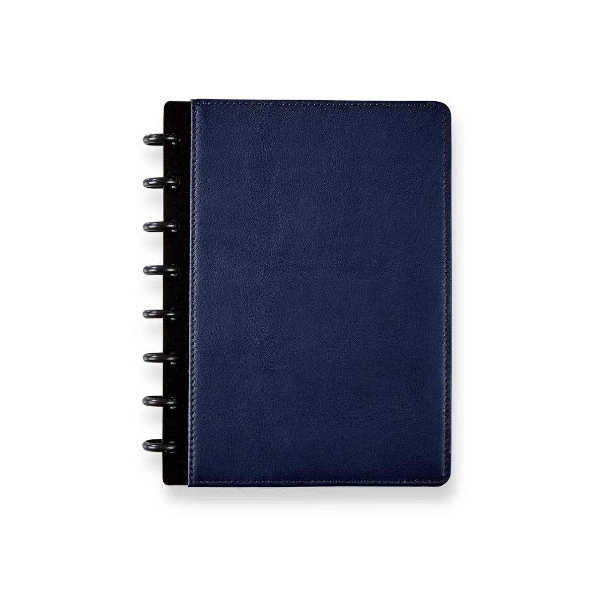 Leather Discbound Notebook with Foldover Cover, Pen Loop and Junior, Midway or Letter Size — Midnight Blue / Junior