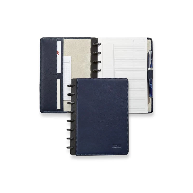 Leather Discbound Notebook with Foldover Cover, Pen Loop and Junior, Midway or Letter Size