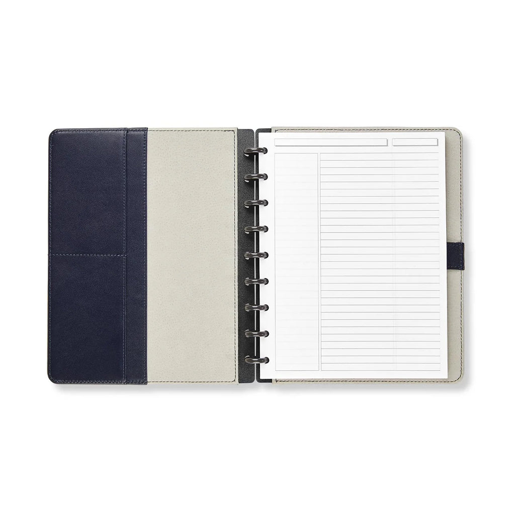 Leather Discbound Notebook with Foldover Cover, Pen Loop and Junior, Midway or Letter Size