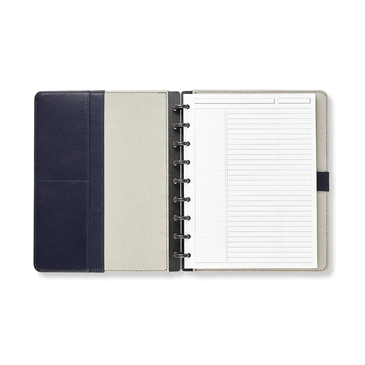 Leather Discbound Notebook with Foldover Cover, Pen Loop and Junior, Midway or Letter Size
