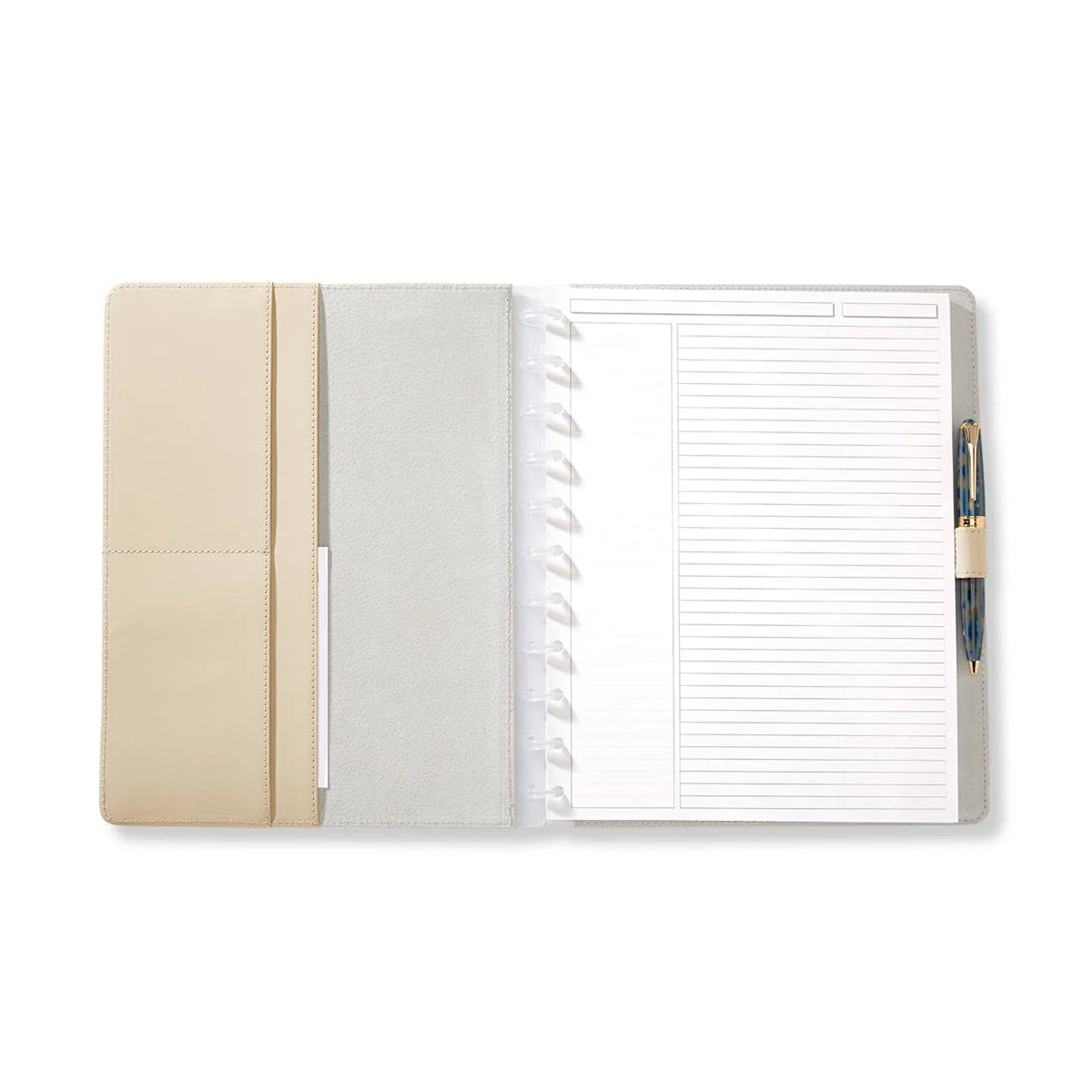 Leather Discbound Notebook with Foldover Cover, Pen Loop and Junior, Midway or Letter Size