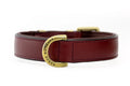 Leather Dog Collar with Cherry Leather, Brass Hardware and Adjustable Regular Fit for Everyday Walks