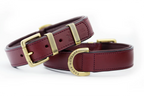 Leather Dog Collar with Cherry Leather, Brass Hardware and Adjustable Regular Fit for Everyday Walks