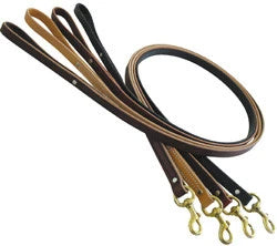 Leather Dog Leash for Training and Daily Handling, Hand-Sewn Construction, Brass Snap, Multiple Widths and Colors