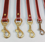 Leather Dog Leash for Training and Daily Handling, Hand-Sewn Construction, Brass Snap, Multiple Widths and Colors