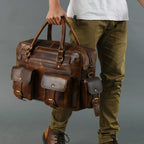 Leather Laptop Briefcase in Brown with Padded Compartment, Adjustable Shoulder Strap and Organized Work Storage