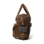 Leather Laptop Briefcase in Brown with Padded Compartment, Adjustable Shoulder Strap and Organized Work Storage
