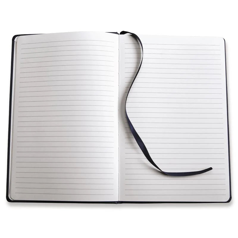 Leather Notebook with Gold-Edged Ruled Pages, Elastic Closure and Ribbon Bookmark in Brown, Pine or Black
