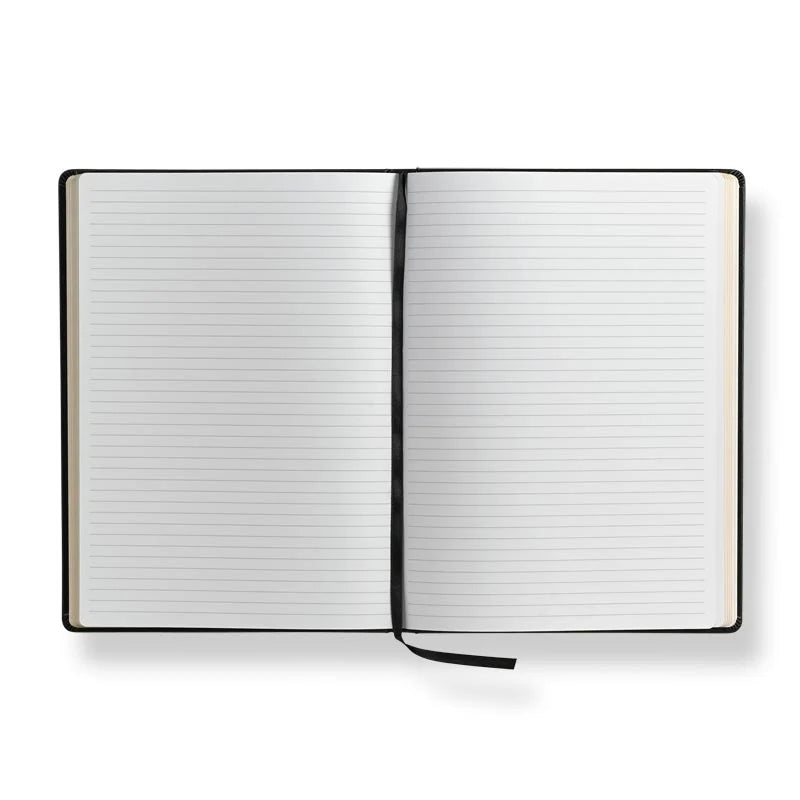 Leather Notebook with Gold-Edged Ruled Pages, Elastic Closure and Ribbon Bookmark in Brown, Pine or Black