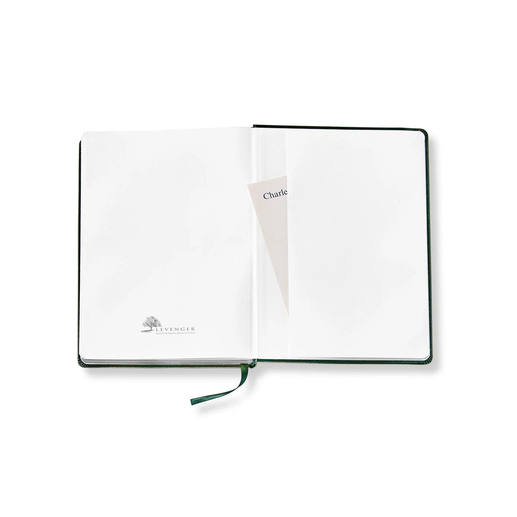 Leather Notebook with Gold-Edged Ruled Pages, Elastic Closure and Ribbon Bookmark in Brown, Pine or Black