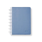 Leather Notebook with Pockets, Foldover Disc-Bound Cover, Pen Loop, Pebbled Full-Grain Leather, Junior or Letter