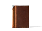 Leather Pocket Journal in Chestnut Brown with a Refillable Cowhide Cover and Included Ballpoint Pen
