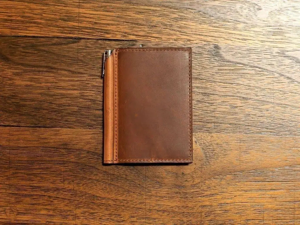 Leather Pocket Journal in Chestnut Brown with a Refillable Cowhide Cover and Included Ballpoint Pen