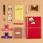 Leather Travel Journal with Refillable Cover, Two Pockets, Polka Dot Lining and Three Notebook Inserts