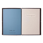 Leather Travel Journal with Refillable Cover, Two Pockets, Polka Dot Lining and Three Notebook Inserts