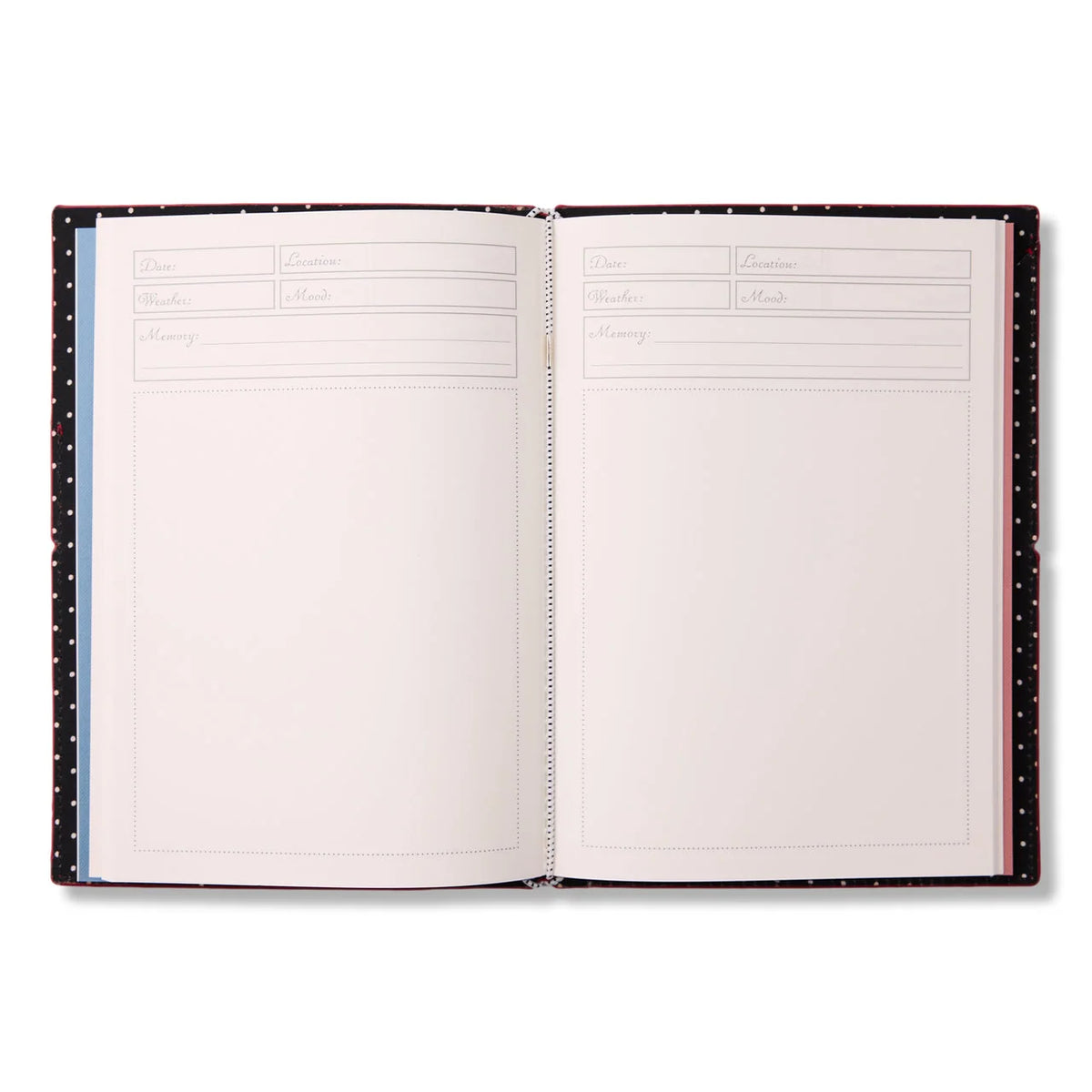 Leather Travel Journal with Refillable Cover, Two Pockets, Polka Dot Lining and Three Notebook Inserts
