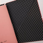 Leather Travel Journal with Refillable Cover, Two Pockets, Polka Dot Lining and Three Notebook Inserts