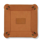Leather Valet Tray for Keys and Wallet, Four Snap Corners Fold Flat for Travel and Everyday Desk Storage