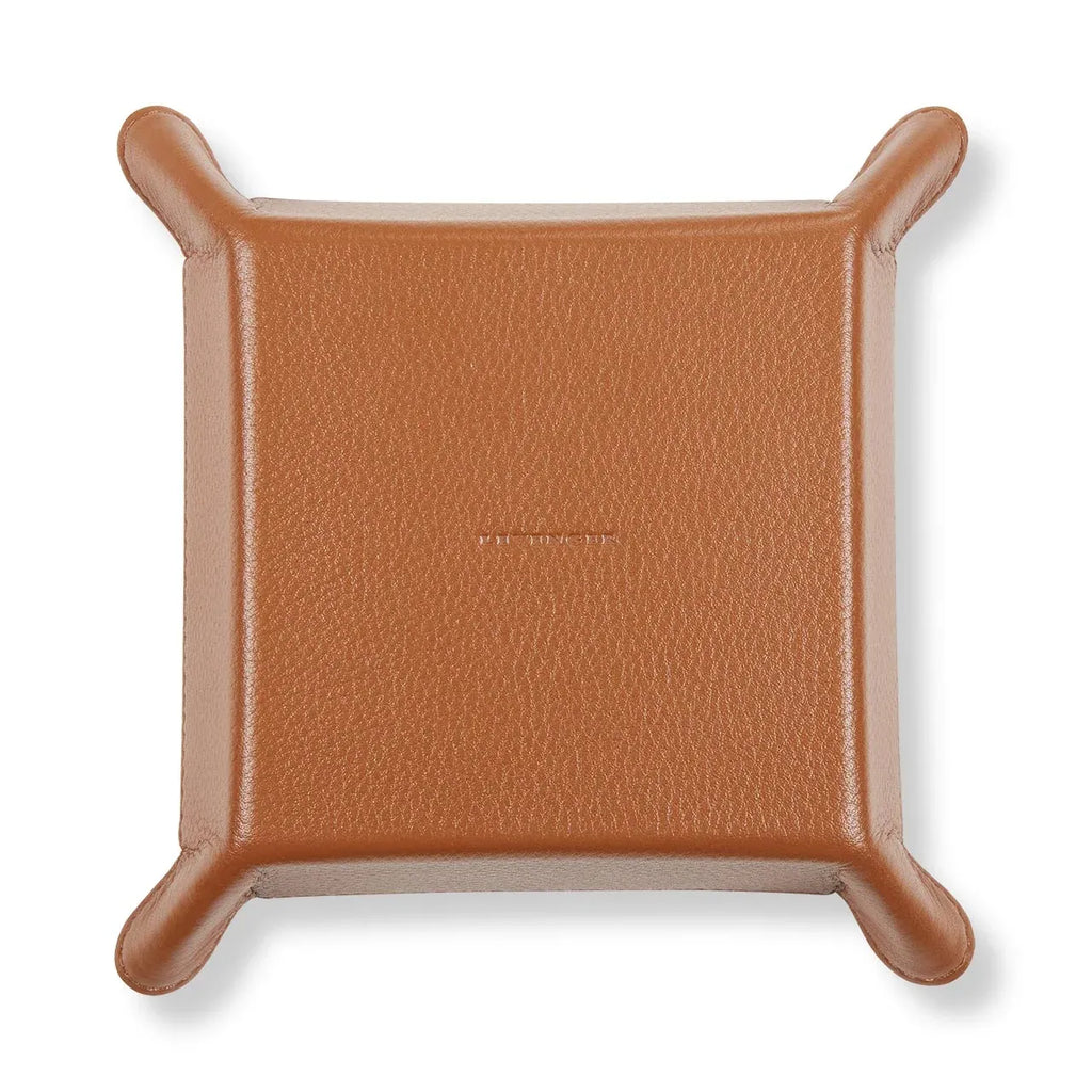 Leather Valet Tray for Keys and Wallet, Four Snap Corners Fold Flat for Travel and Everyday Desk Storage