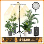 LED Grow Light with a 35–65 Inch Adjustable Tripod and Three Flexible Heads for Indoor Houseplants — US 120V / 1-Pack