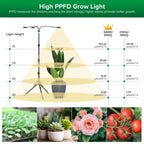 LED Grow Light with a 35–65 Inch Adjustable Tripod and Three Flexible Heads for Indoor Houseplants