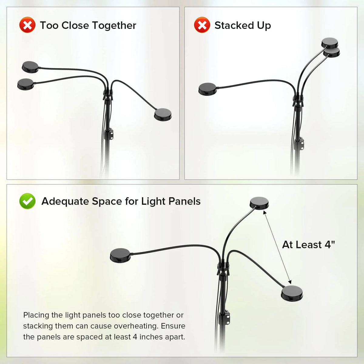 LED Grow Light with a 35–65 Inch Adjustable Tripod and Three Flexible Heads for Indoor Houseplants