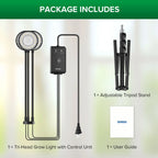 LED Grow Light with a 35–65 Inch Adjustable Tripod and Three Flexible Heads for Indoor Houseplants