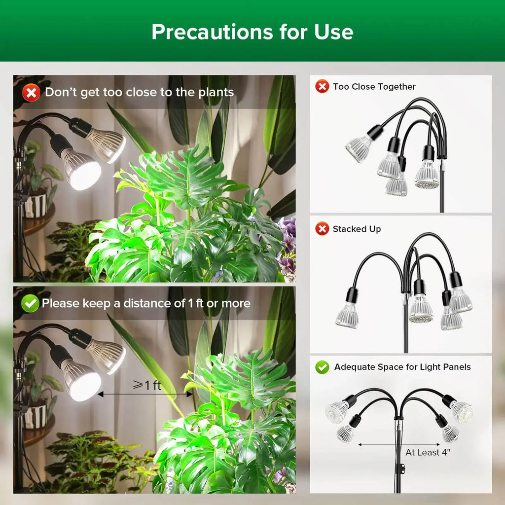 LED Grow Light with Four 30W Bulbs and a 35–64 Inch Adjustable Tripod Stand for Indoor Plants