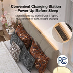 LED Storage Bed Frame with Upholstered Headboard, Built-In Charging and Full, Queen or King Size