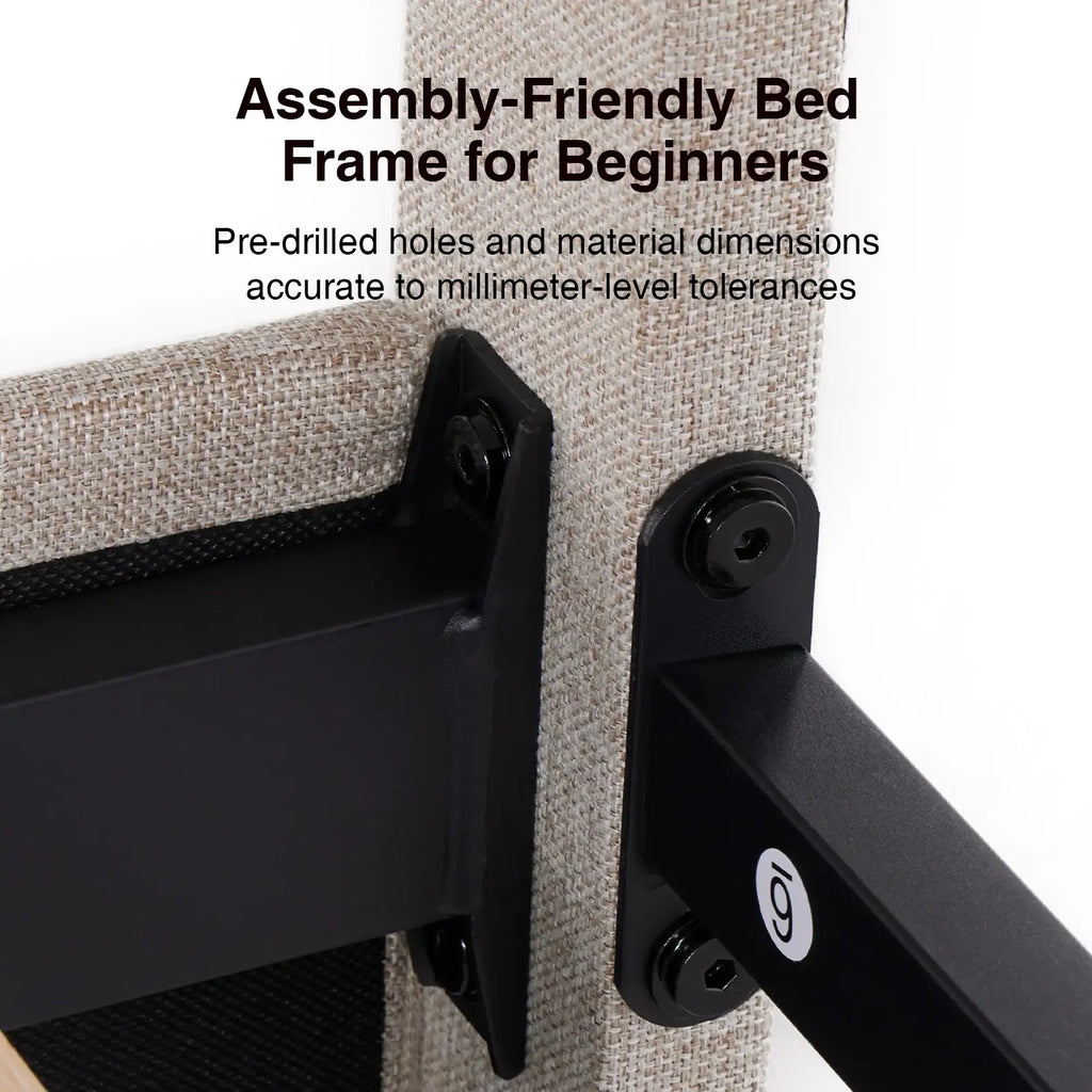LED Storage Bed Frame with Upholstered Headboard, Built-In Charging and Full, Queen or King Size