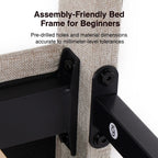 LED Storage Bed Frame with Upholstered Headboard, Built-In Charging and Full, Queen or King Size