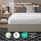 LED Storage Bed Frame with Upholstered Headboard, Built-In Charging and Full, Queen or King Size