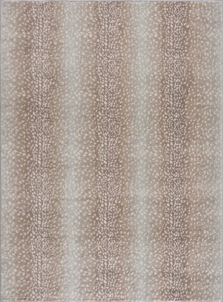 Leopard Print Rug in Tan and Gray, Machine Woven from 100%