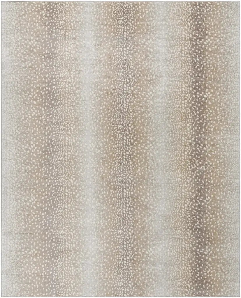Leopard Print Rug in Tan and Gray, Machine Woven from 100%